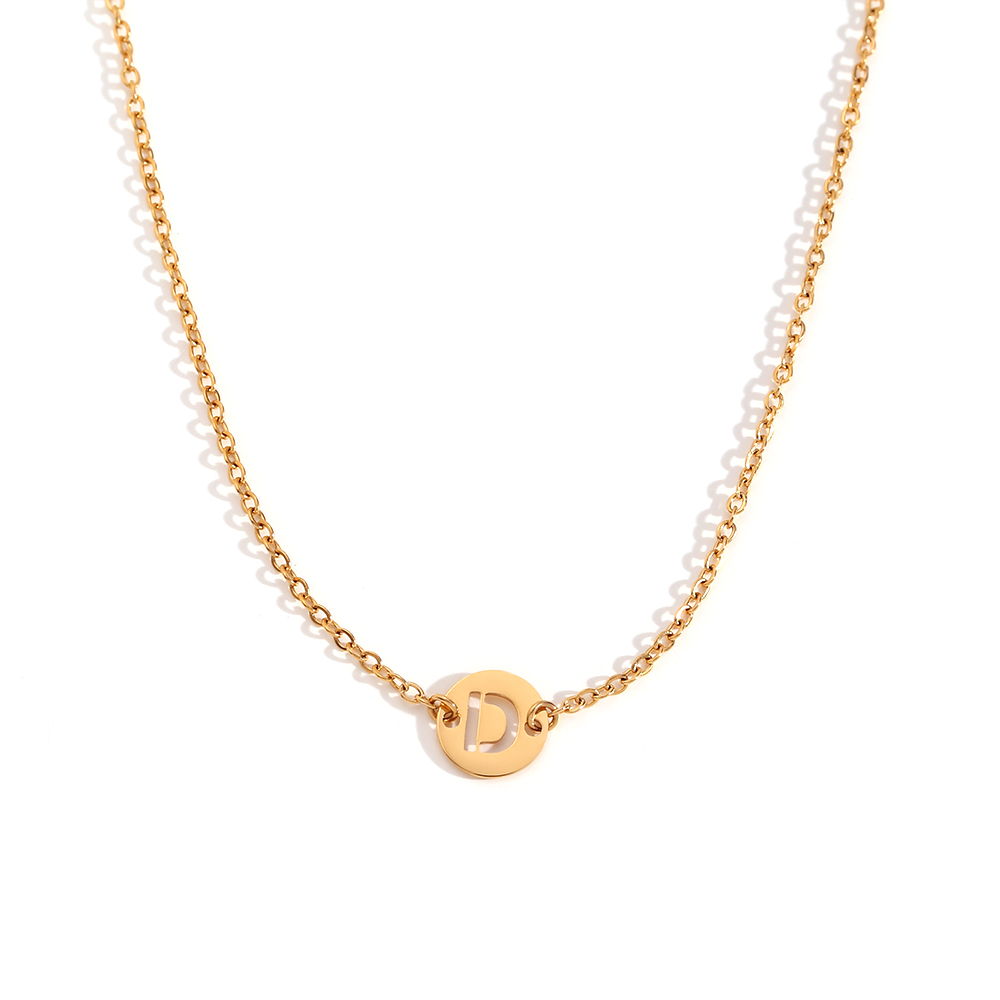 Collar Acero - Letra 8mm - 36+5 cm -Color Oro