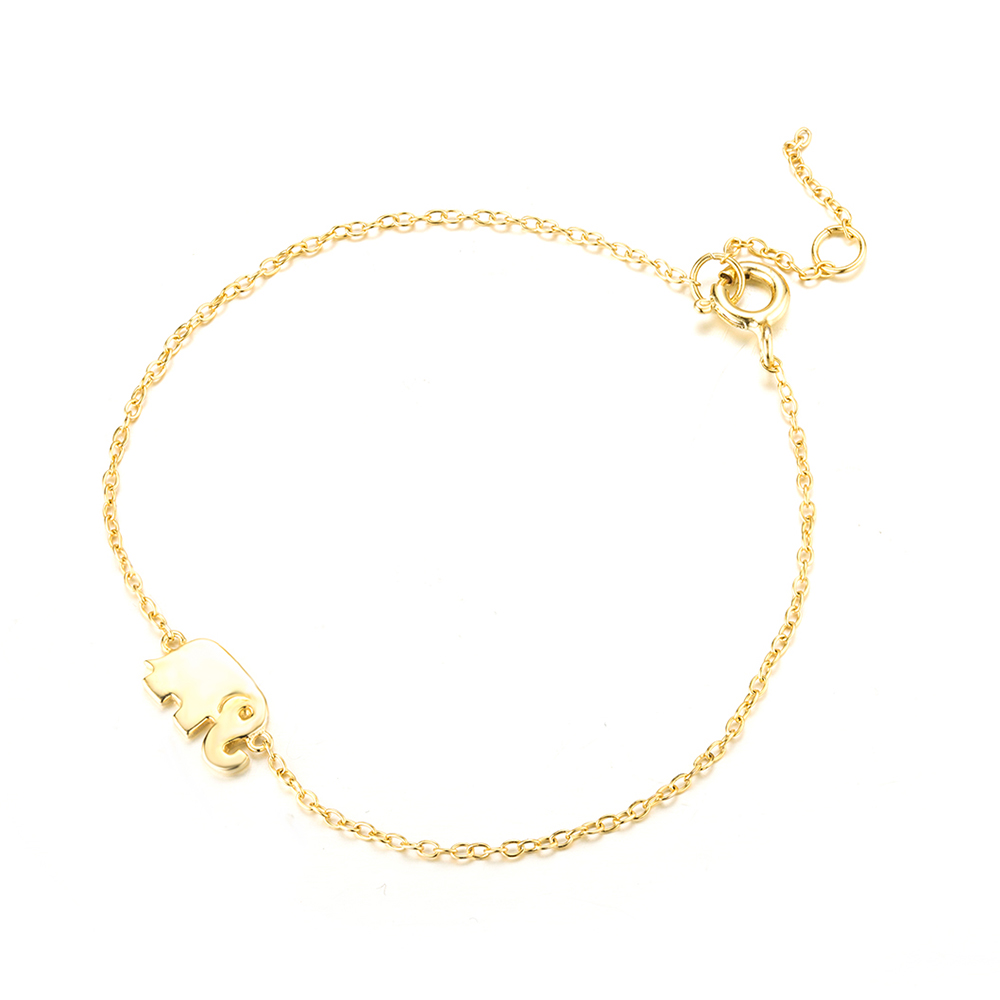 Pulsera elefante 10x6 mm - Plata bañada en oro