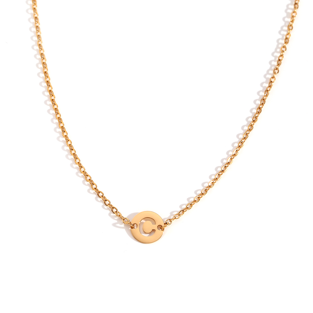 Collar Acero - Letra 8mm - 36+5 cm -Color Oro