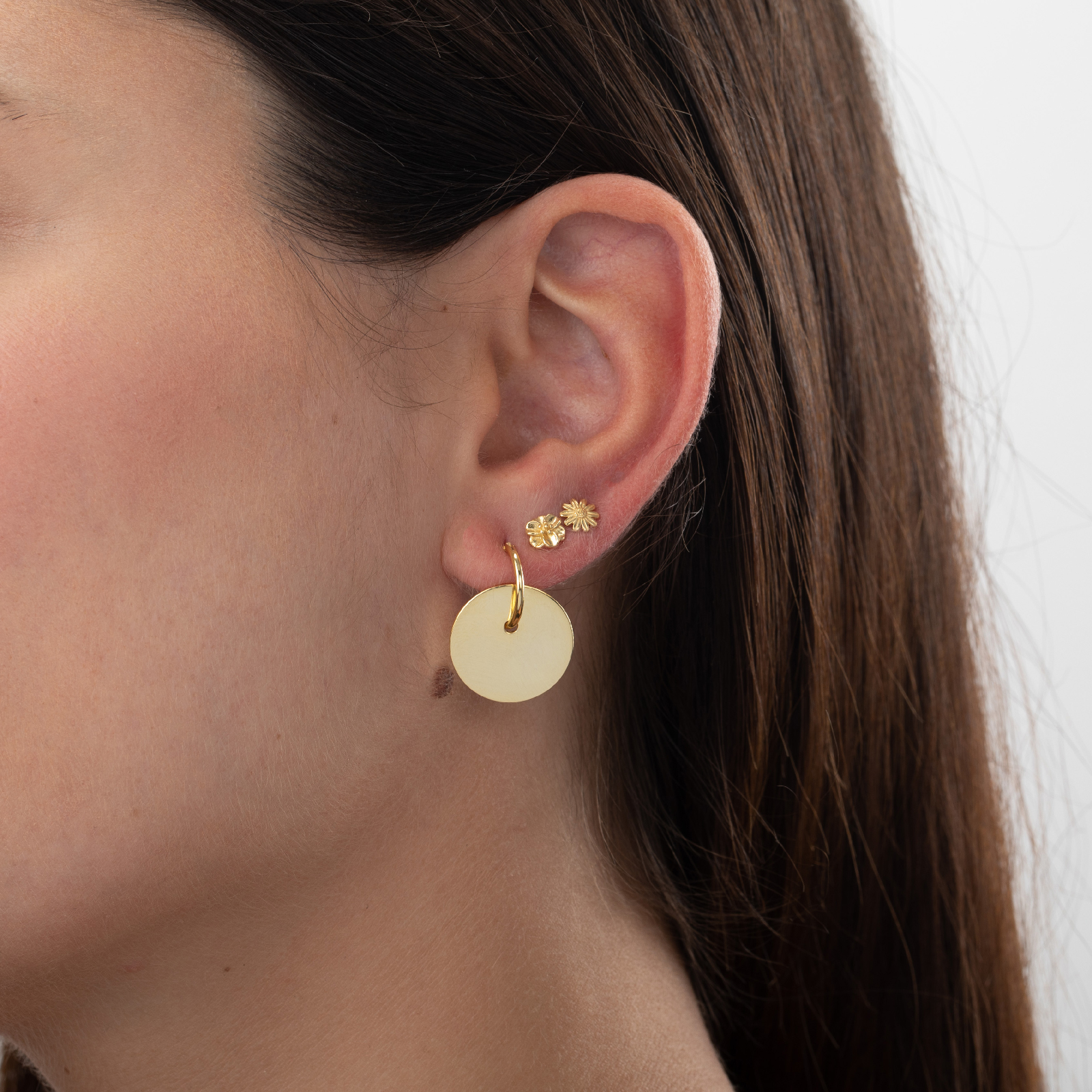 Pendiente Plata - Flor - Bañado Oro