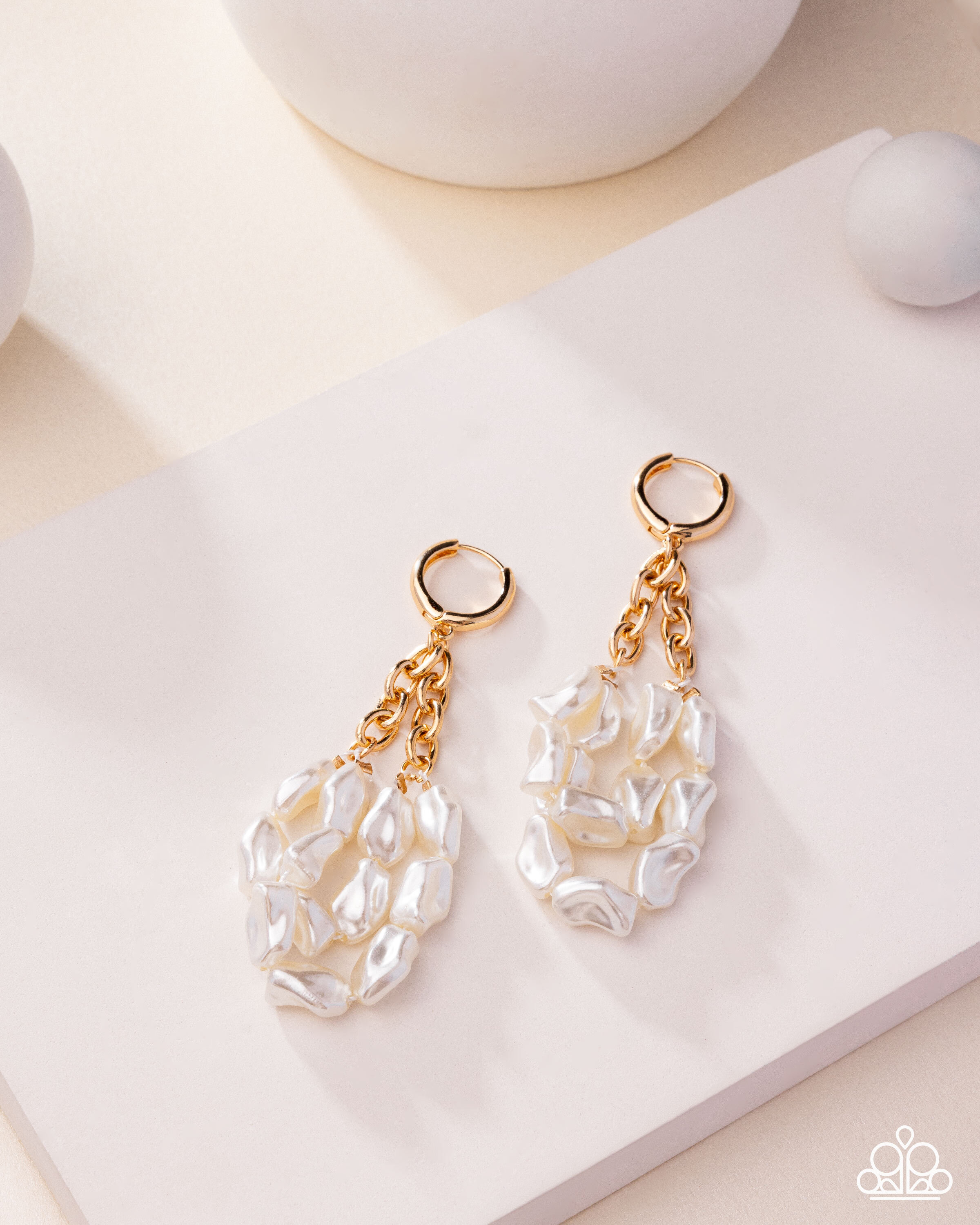 Gold Chain Pearl Drop Earrings