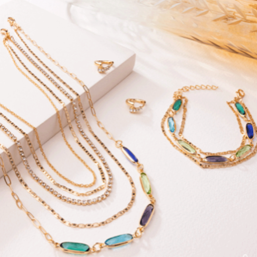 Elegant Gold and Gemstone Jewelry Set
