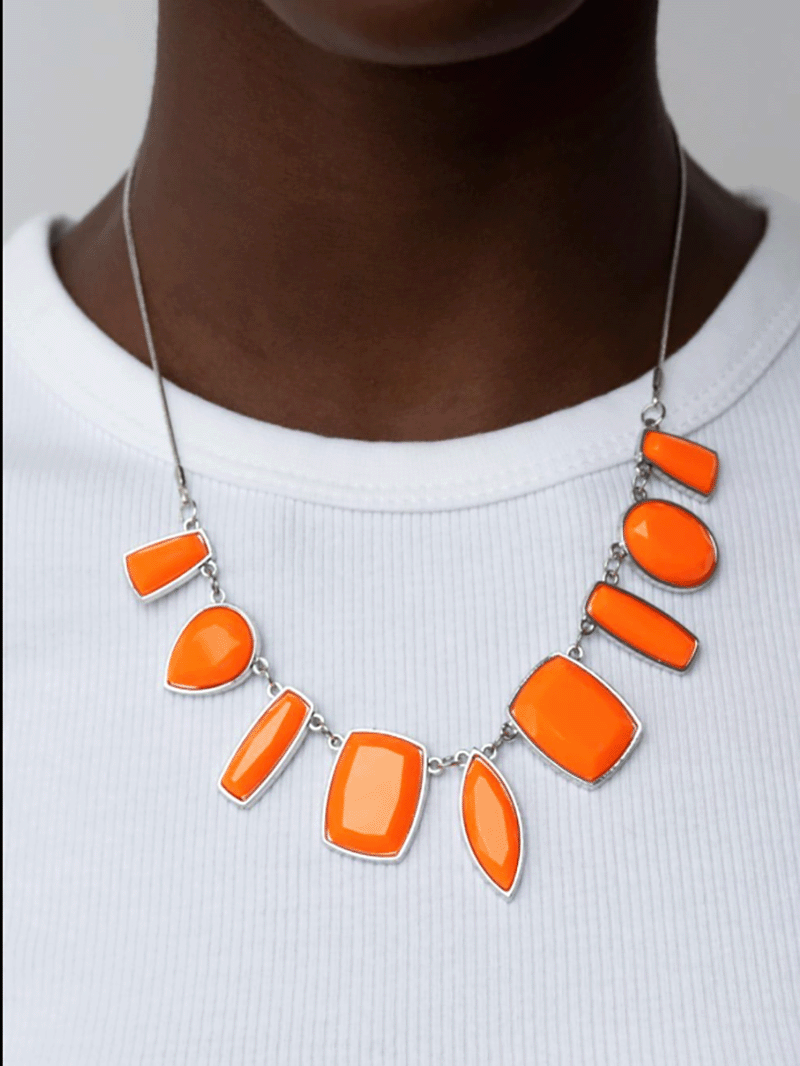 Bold Orange Geometric Necklace