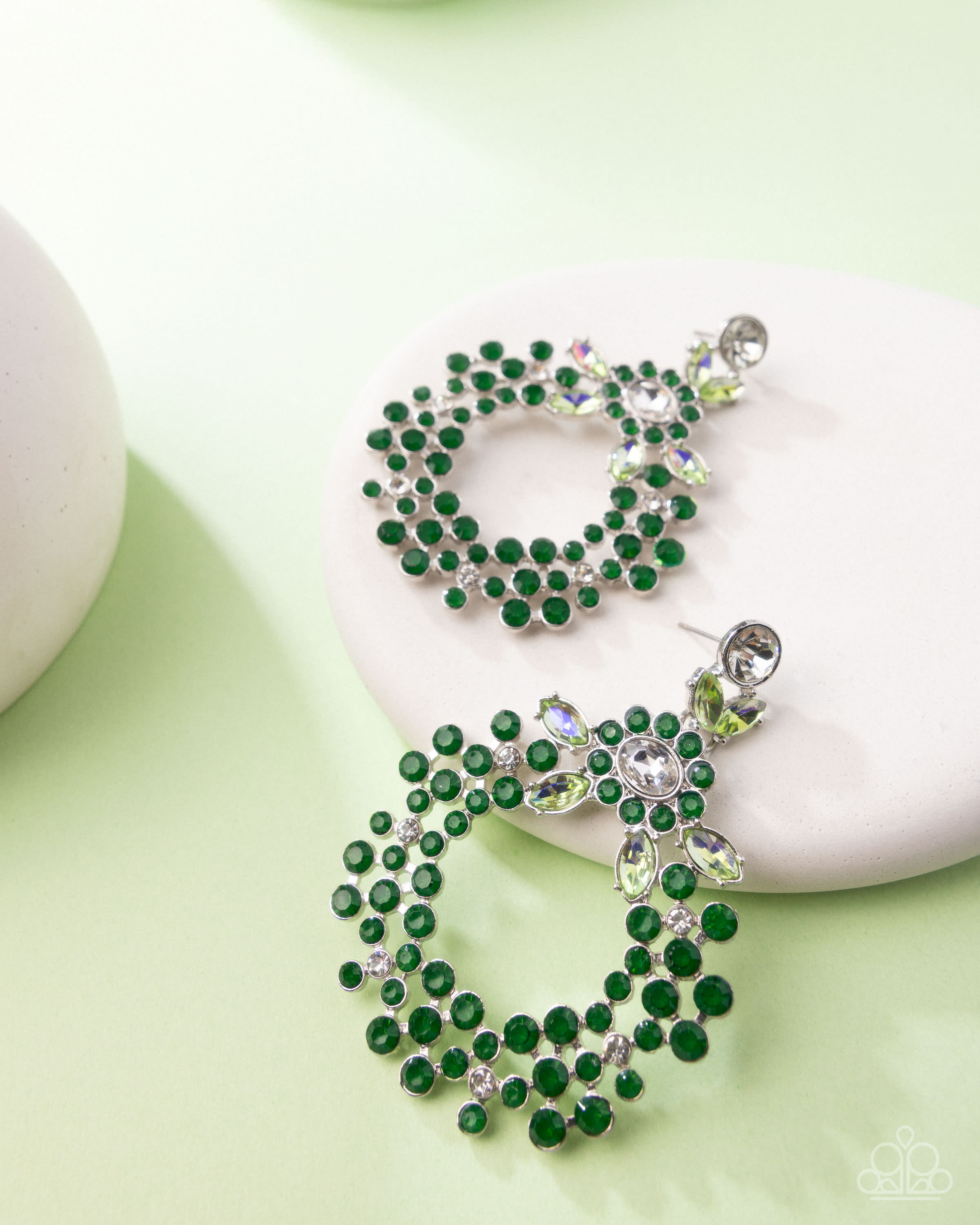 Elegant Green Gemstone Hoop Earrings