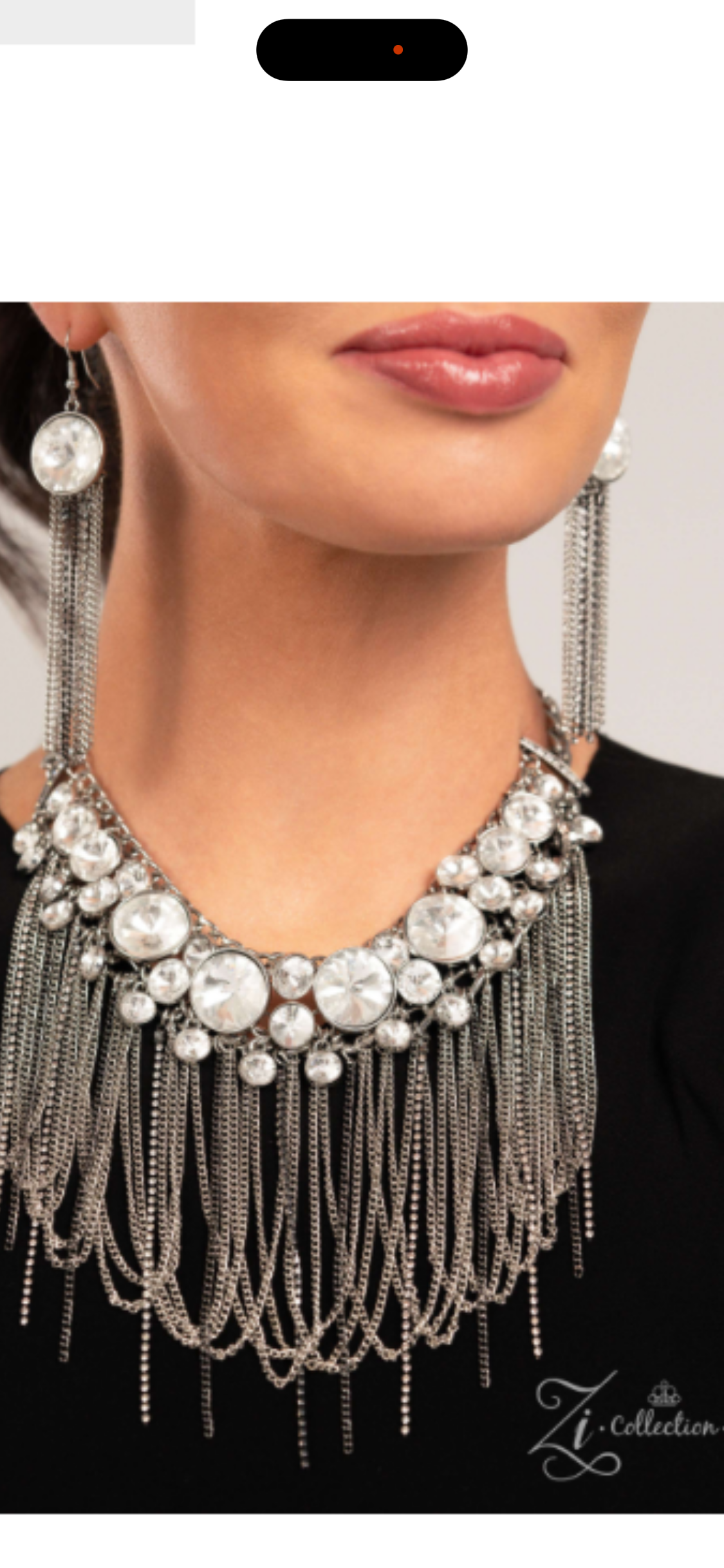 Statement Rhinestone Fringe Necklace Set