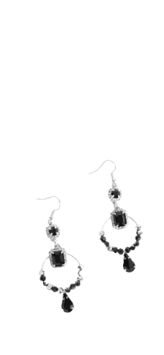 Elegant Black Gemstone Dangle Earrings