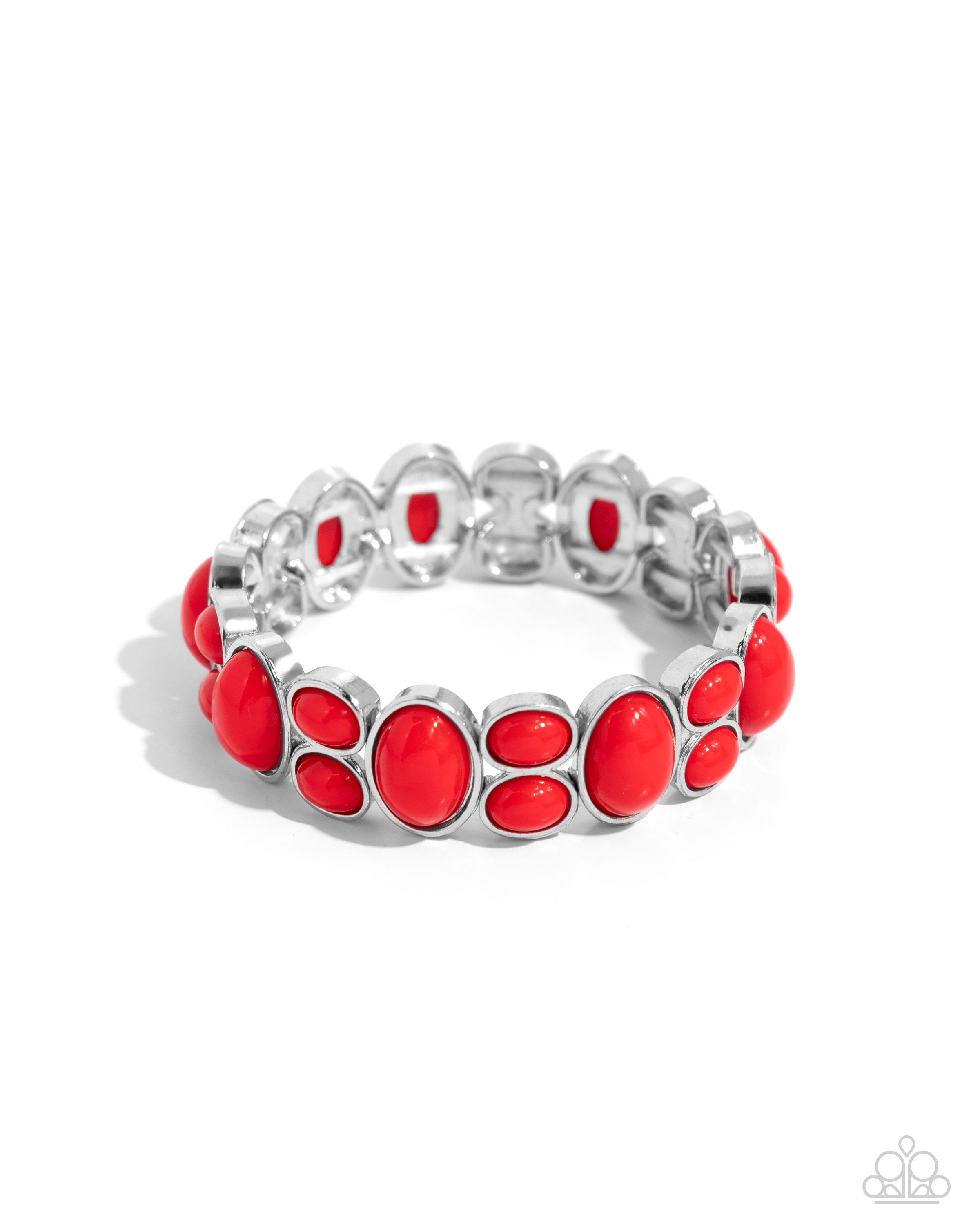 Red Oval Bead Stretch Bracelet