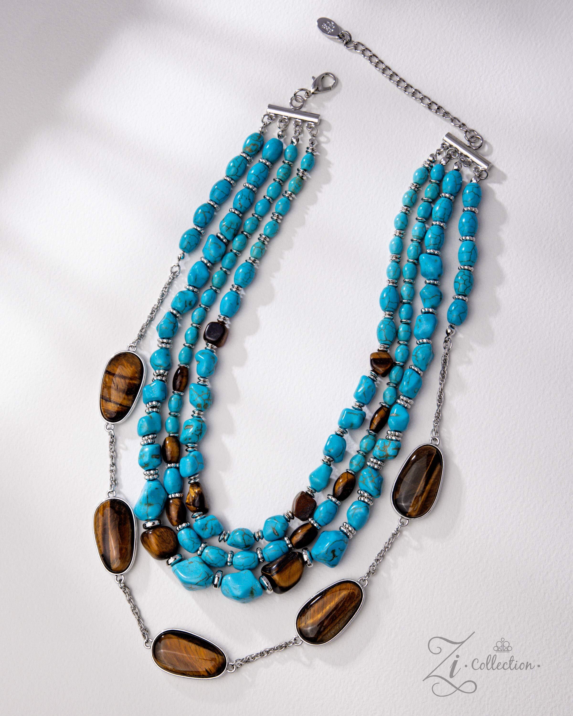 Multi-Strand Turquoise and Tiger Eye Necklace