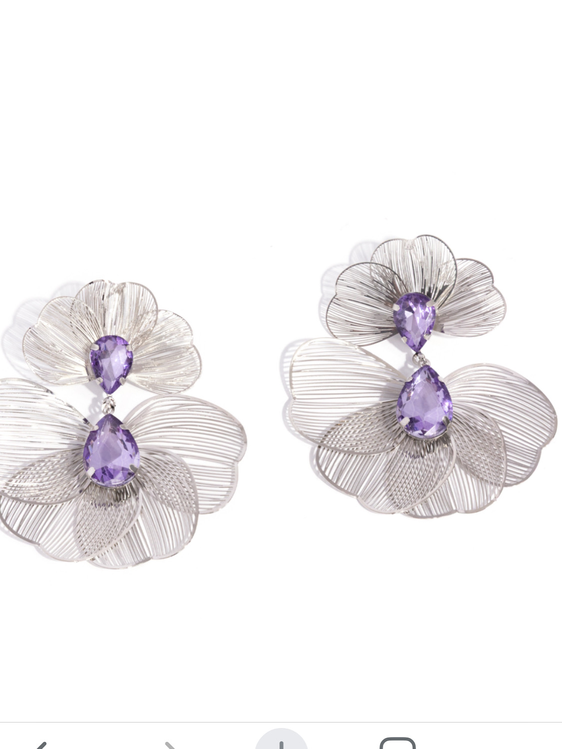Silver Floral Earrings with Amethyst Gemstones