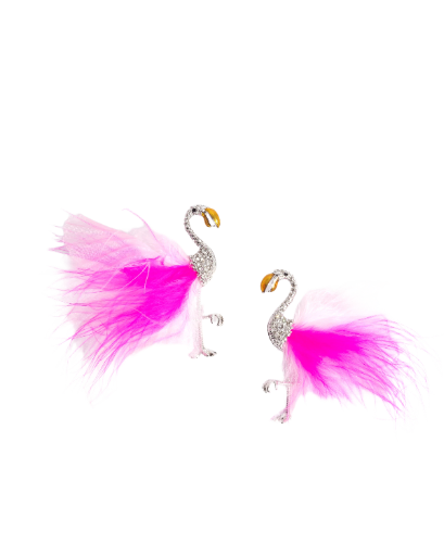 Flamingo Feather Earrings