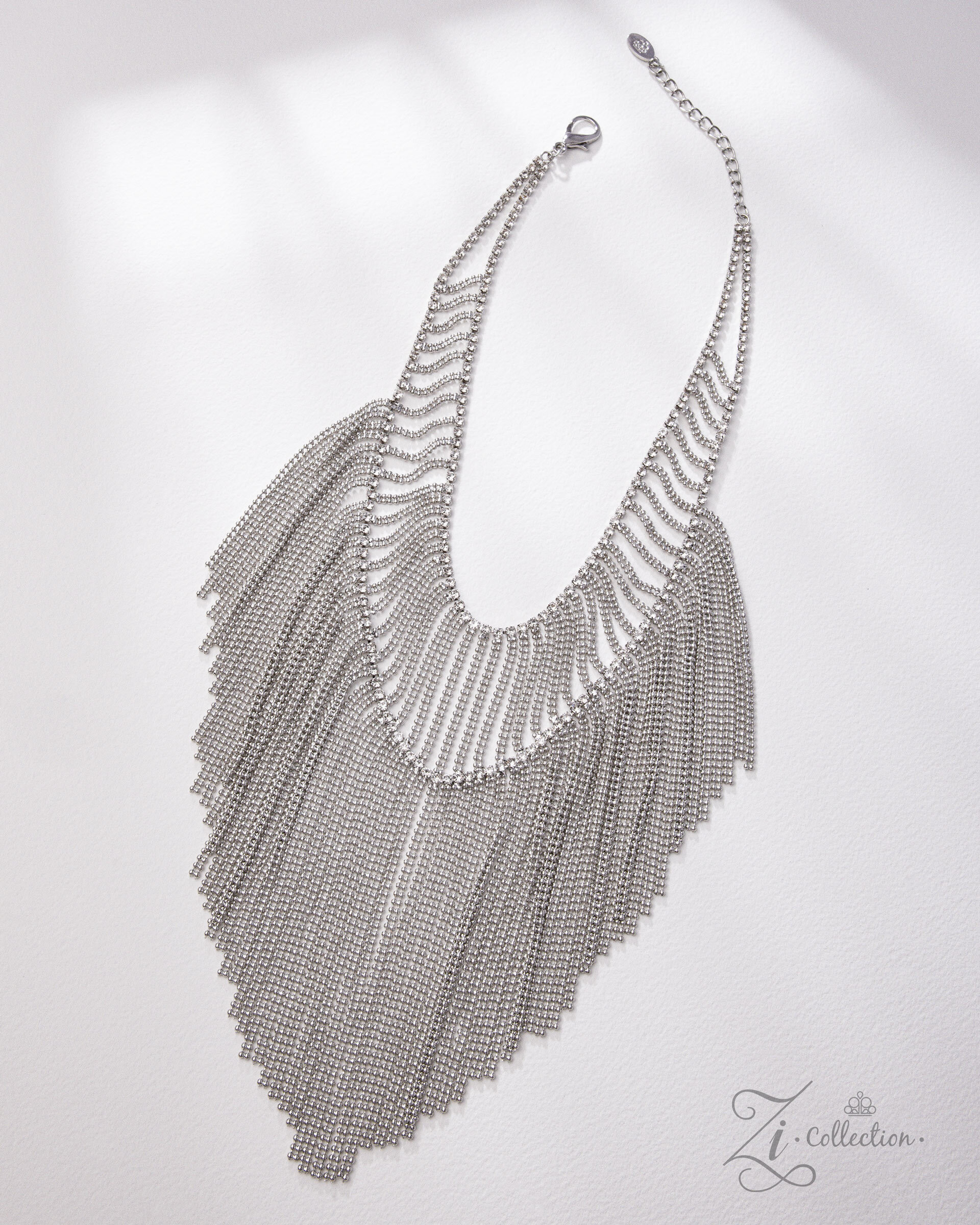 Silver layered fringe necklace