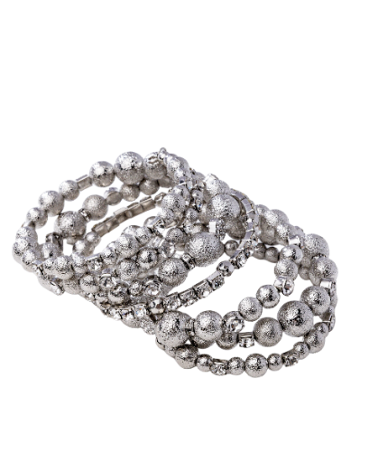 Silver Beaded Stretch Bracelets