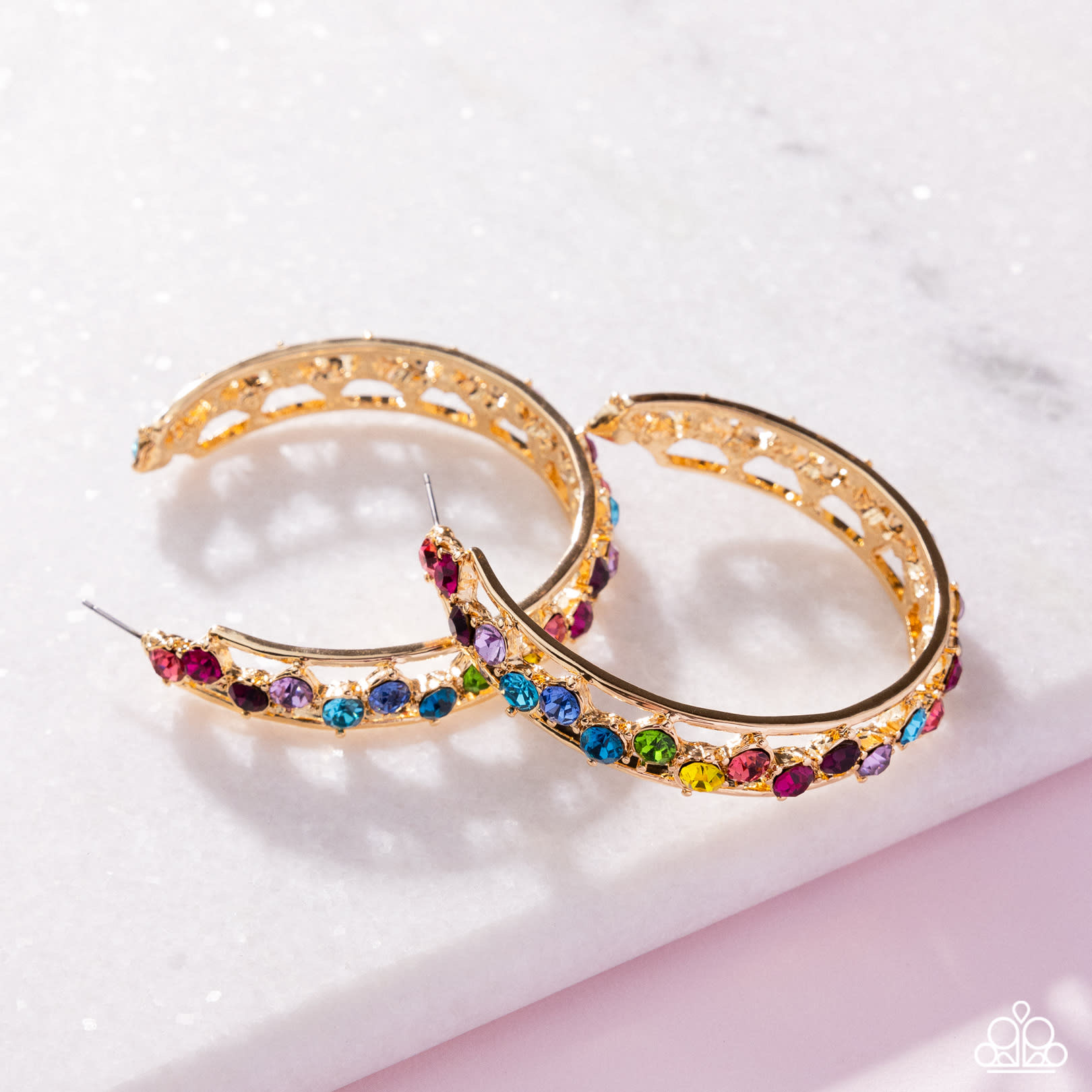 Colorful Gemstone Hoop Earrings