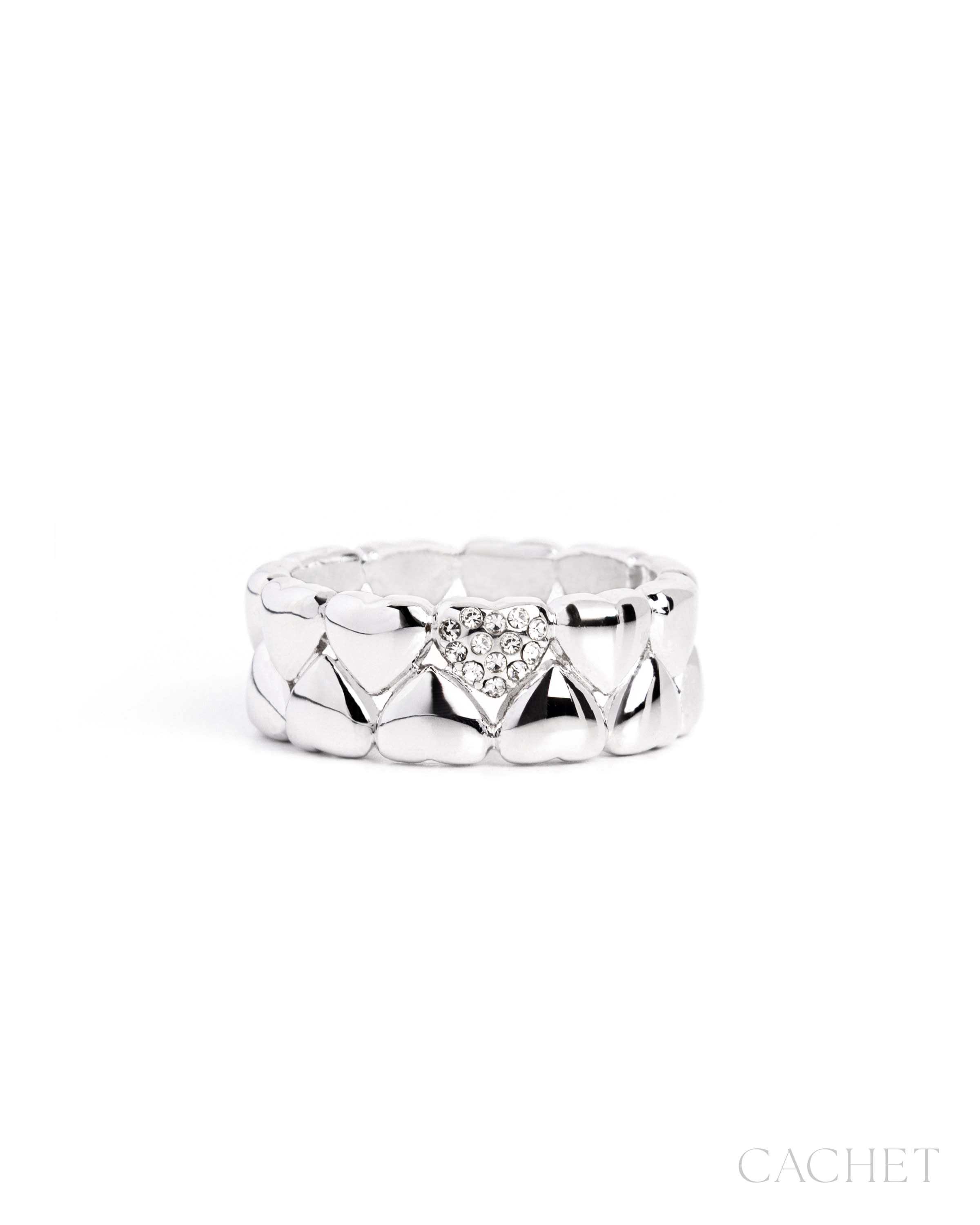 Silver Heart Pattern Ring