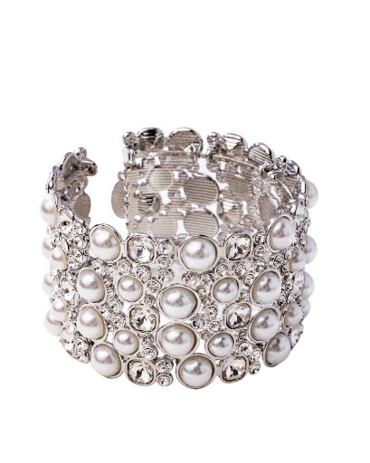 Pearl and Rhinestone Cuff Bracelet