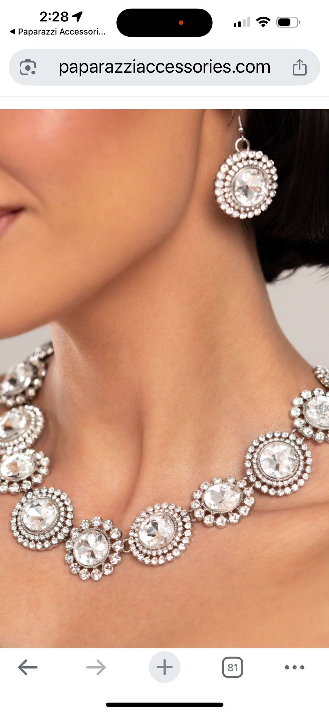 Silver Crystal Statement Necklace and Earring Set
