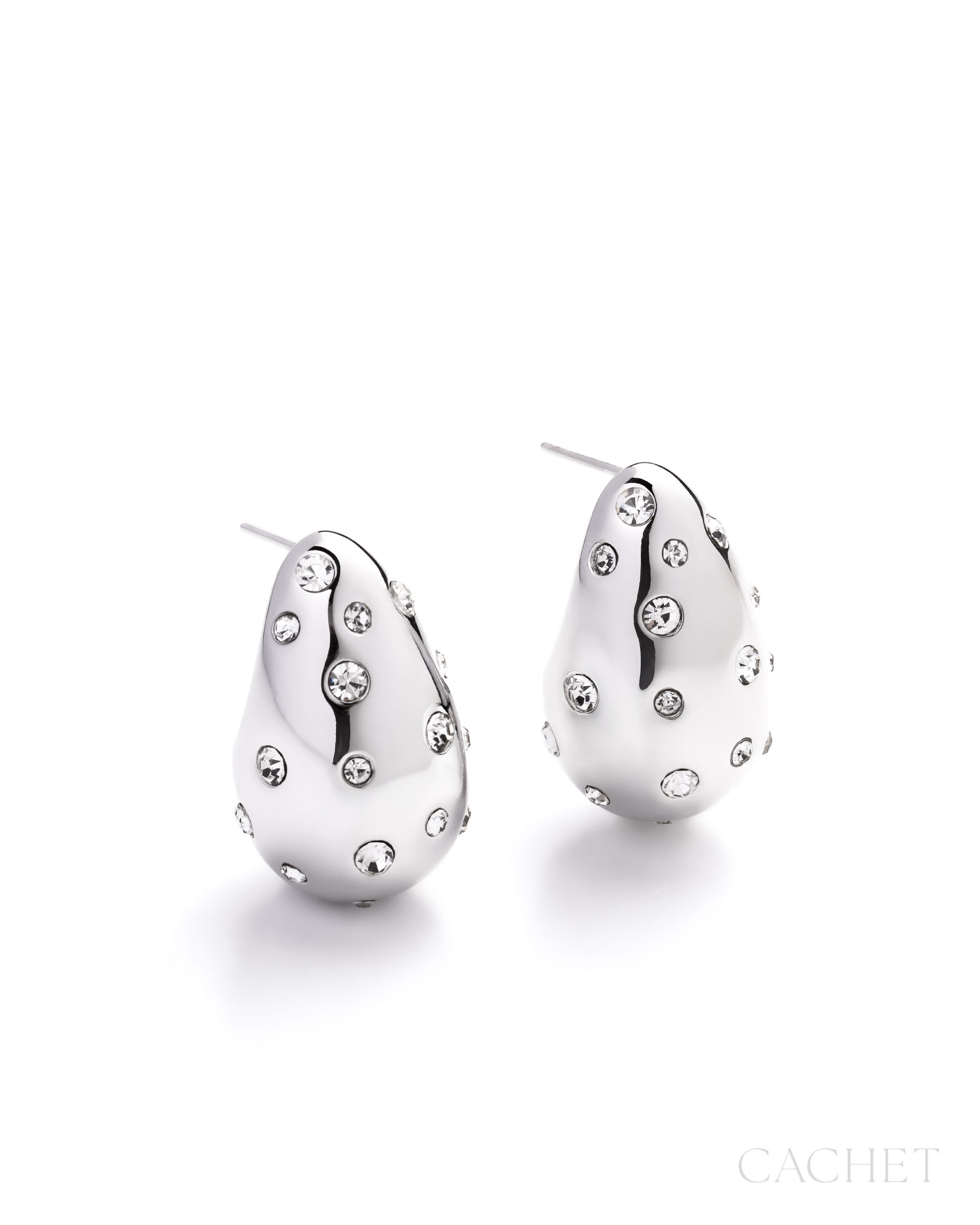 Silver Teardrop Stud Earrings