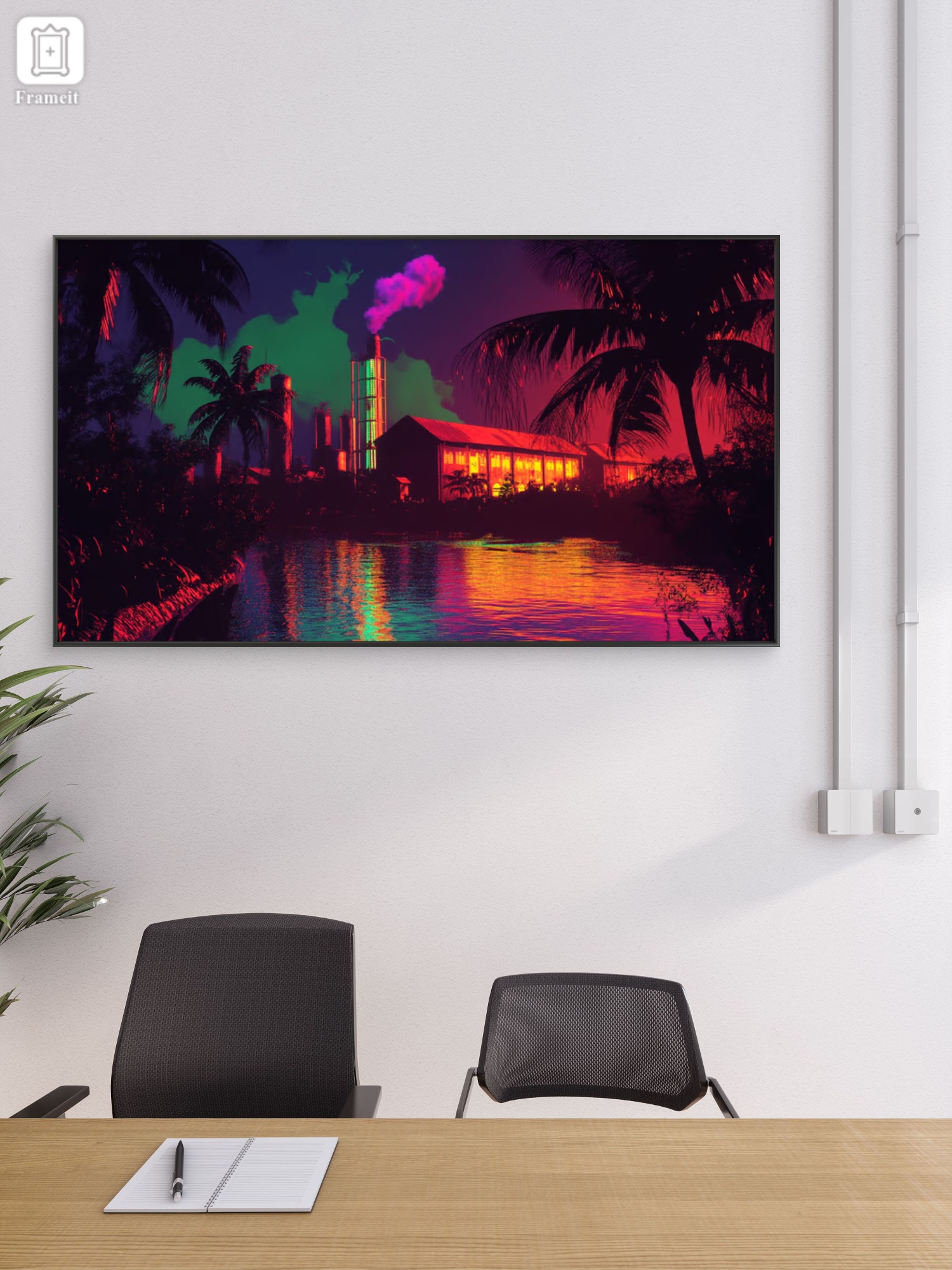 Usine tropicale en feu de couleurs