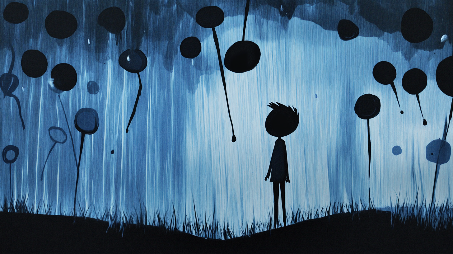 Pluie de ballons noirs