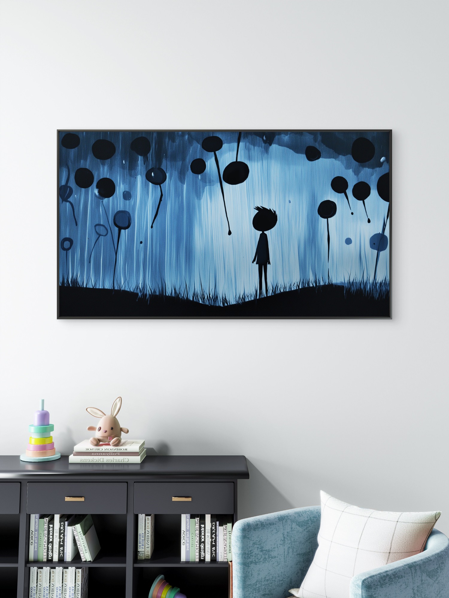 Pluie de ballons noirs