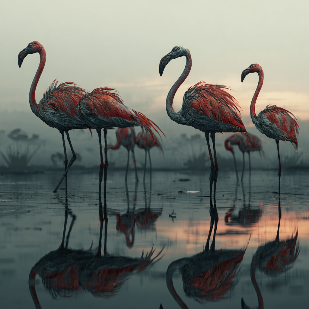 Misty Flamingos