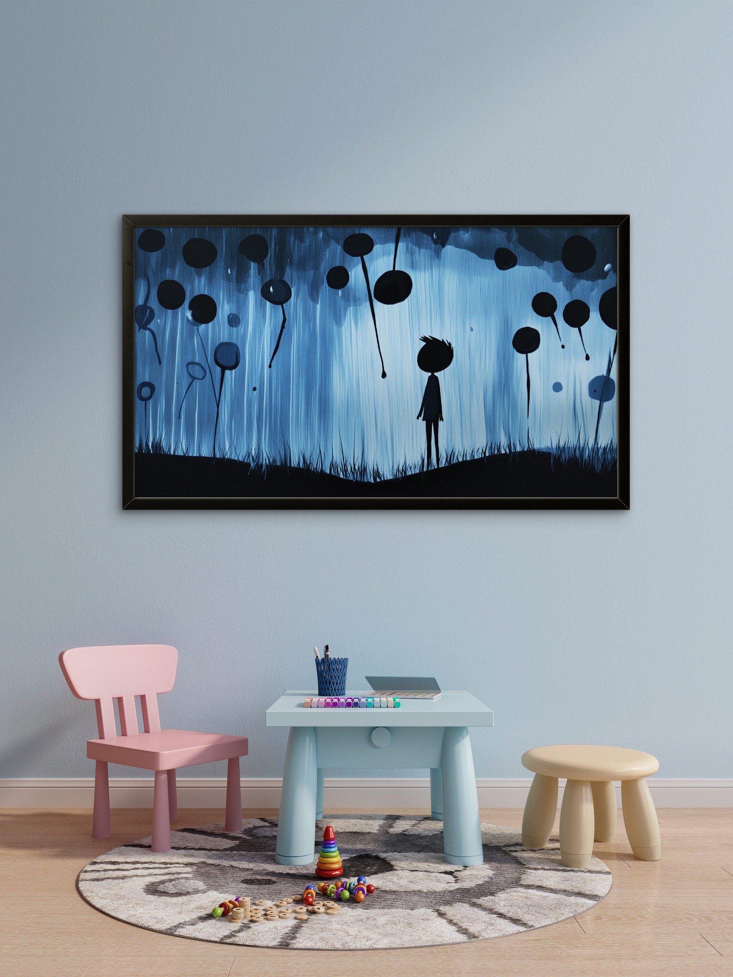 Pluie de ballons noirs