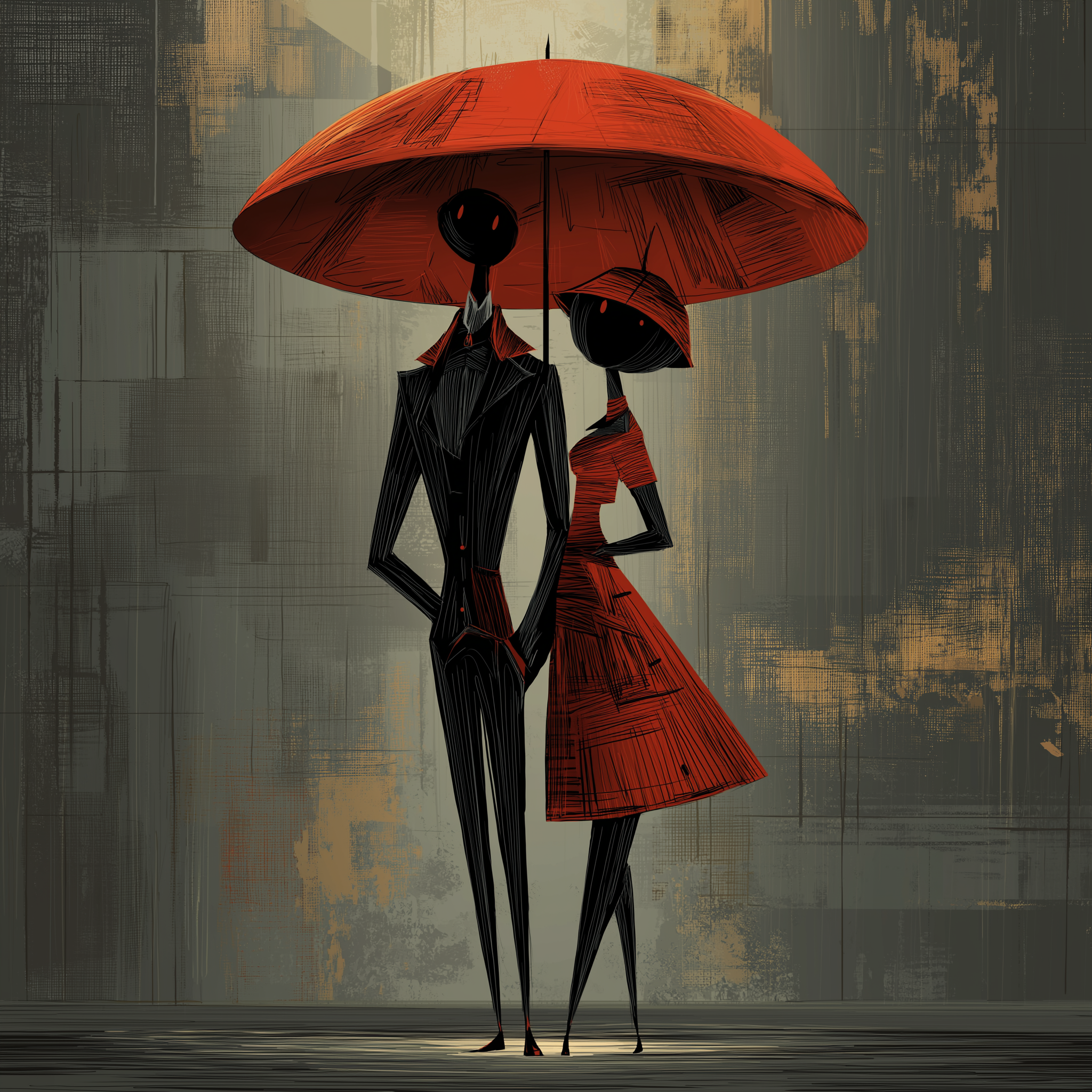 Lovers under the Umbrella