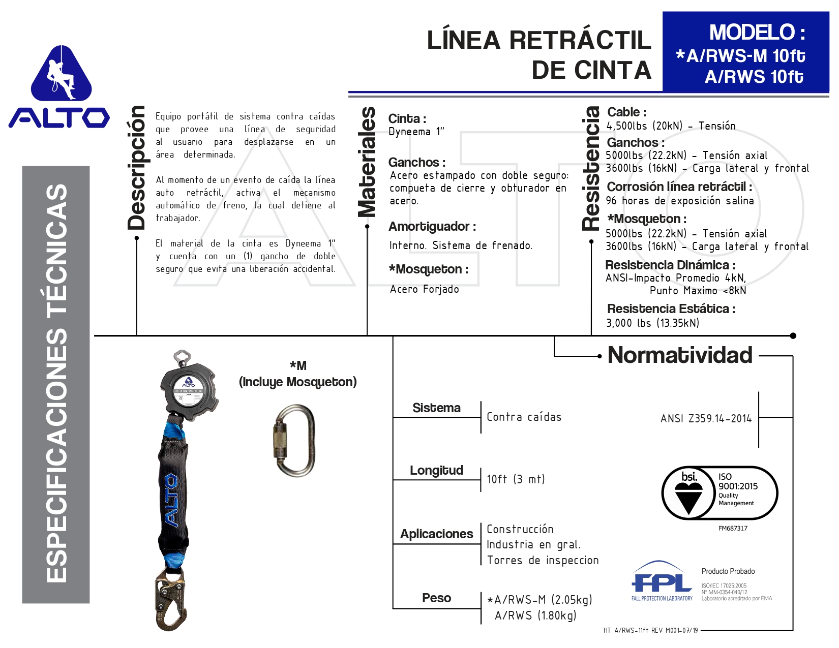 Retráctil ALTO 10 ft (3 m)