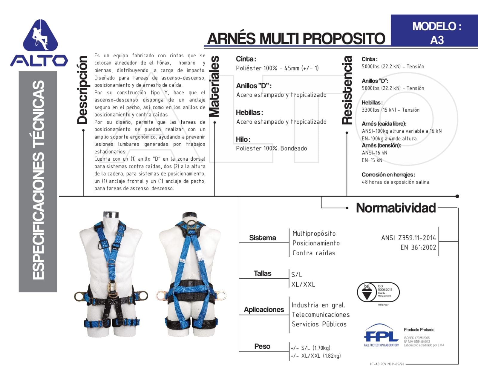 ARNES DE 5 PUNTOS A3-S/L