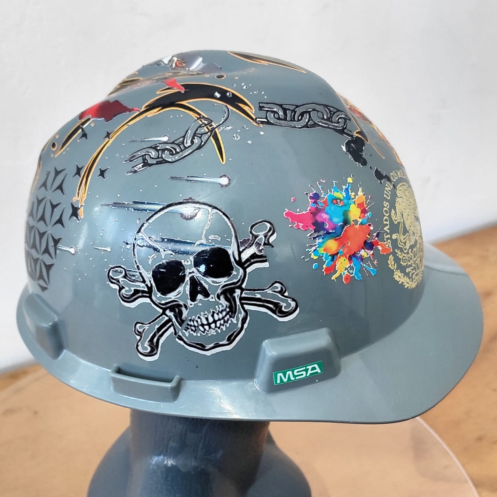 🏗️ Casco MSA Tipo Cachucha Gris Personalizado Estilo Grúa 🚧