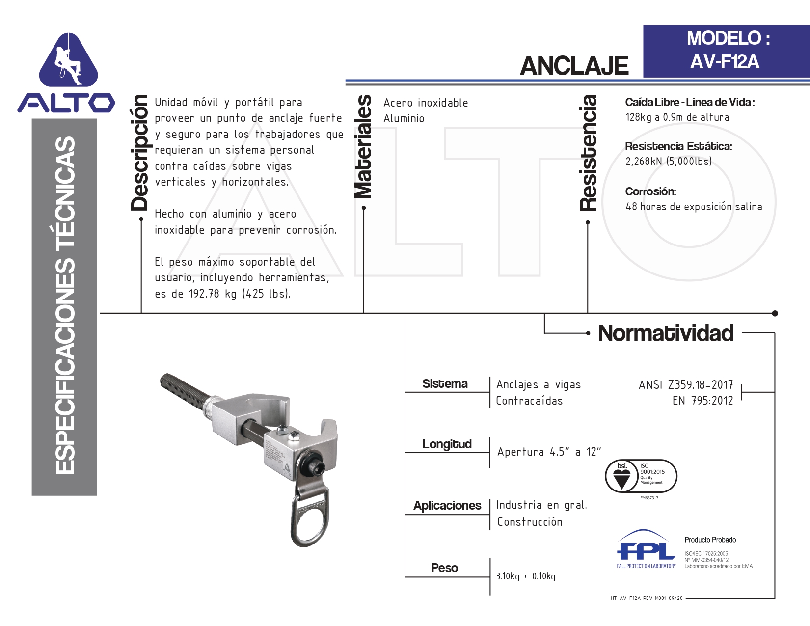 AV-F12-A ANCLAJE A VIGA