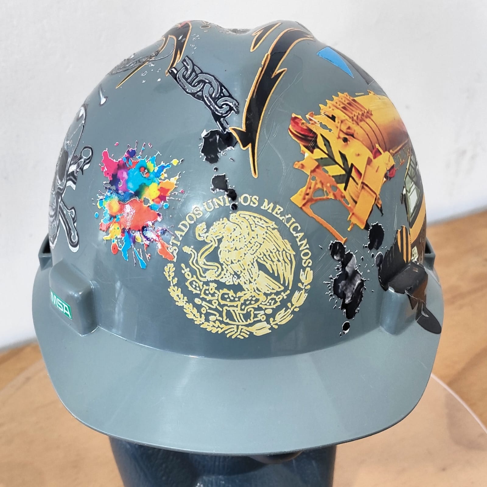 🏗️ Casco MSA Tipo Cachucha Gris Personalizado Estilo Grúa 🚧