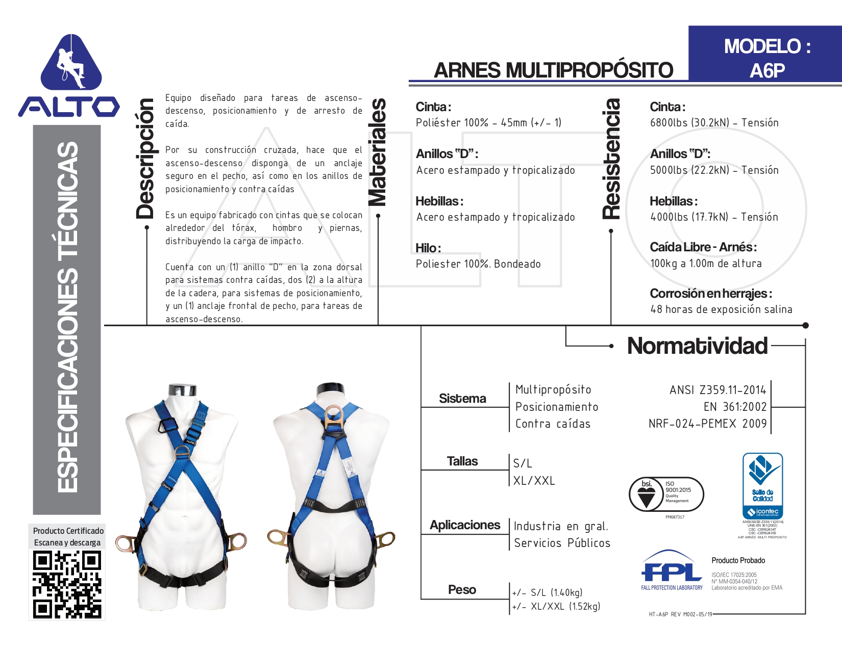 A6PR-S-L Arnes-Cruzado-ALTO