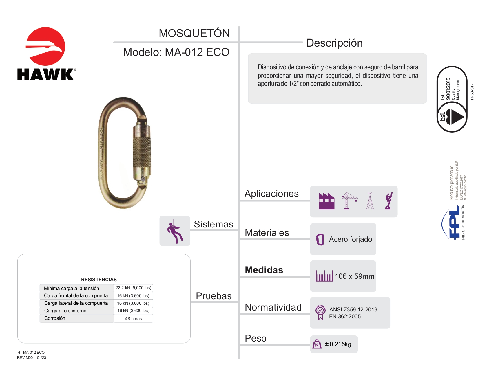 Mosquetón YOKE N-2416 (25 kN)