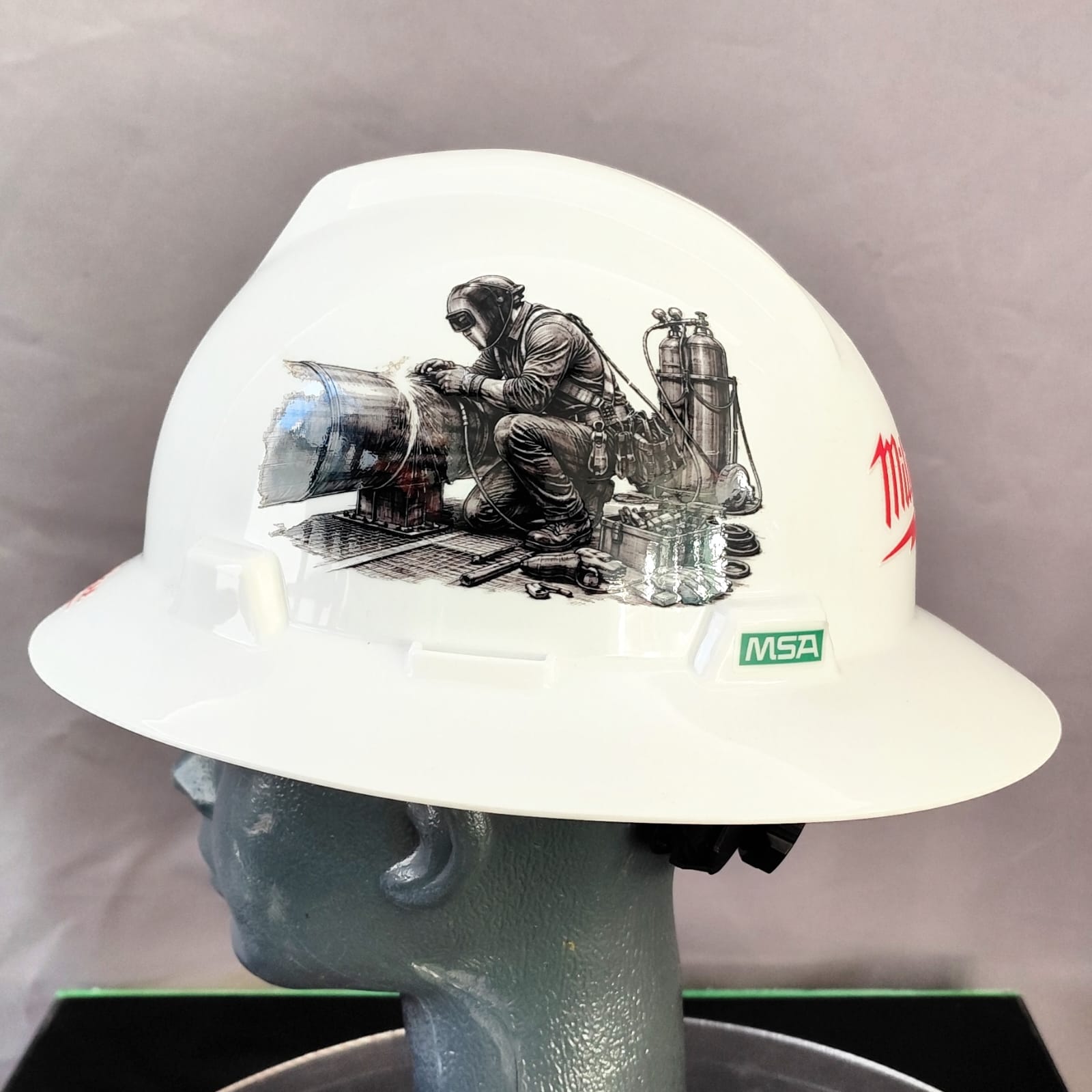 ⚡ Casco MSA Blanco Personalizado de Soldador 🔥👨‍🏭