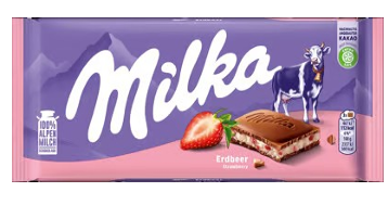 Milka Strawberry Chocolate Bar 100g 22 Pack