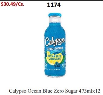 Calypso Ocean Blue Zero Sugar Lemonade