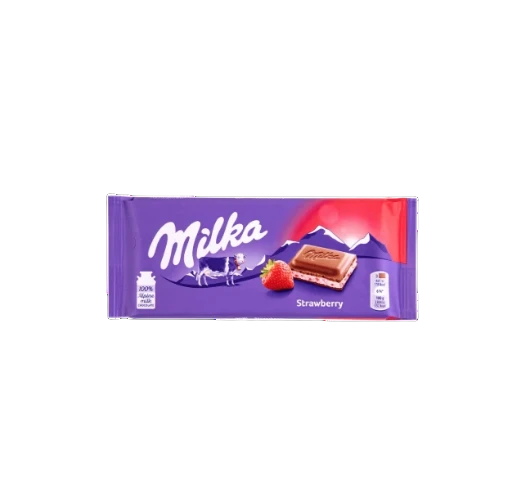 Milka Strawberry Chocolate Bar 100g 22 Pack