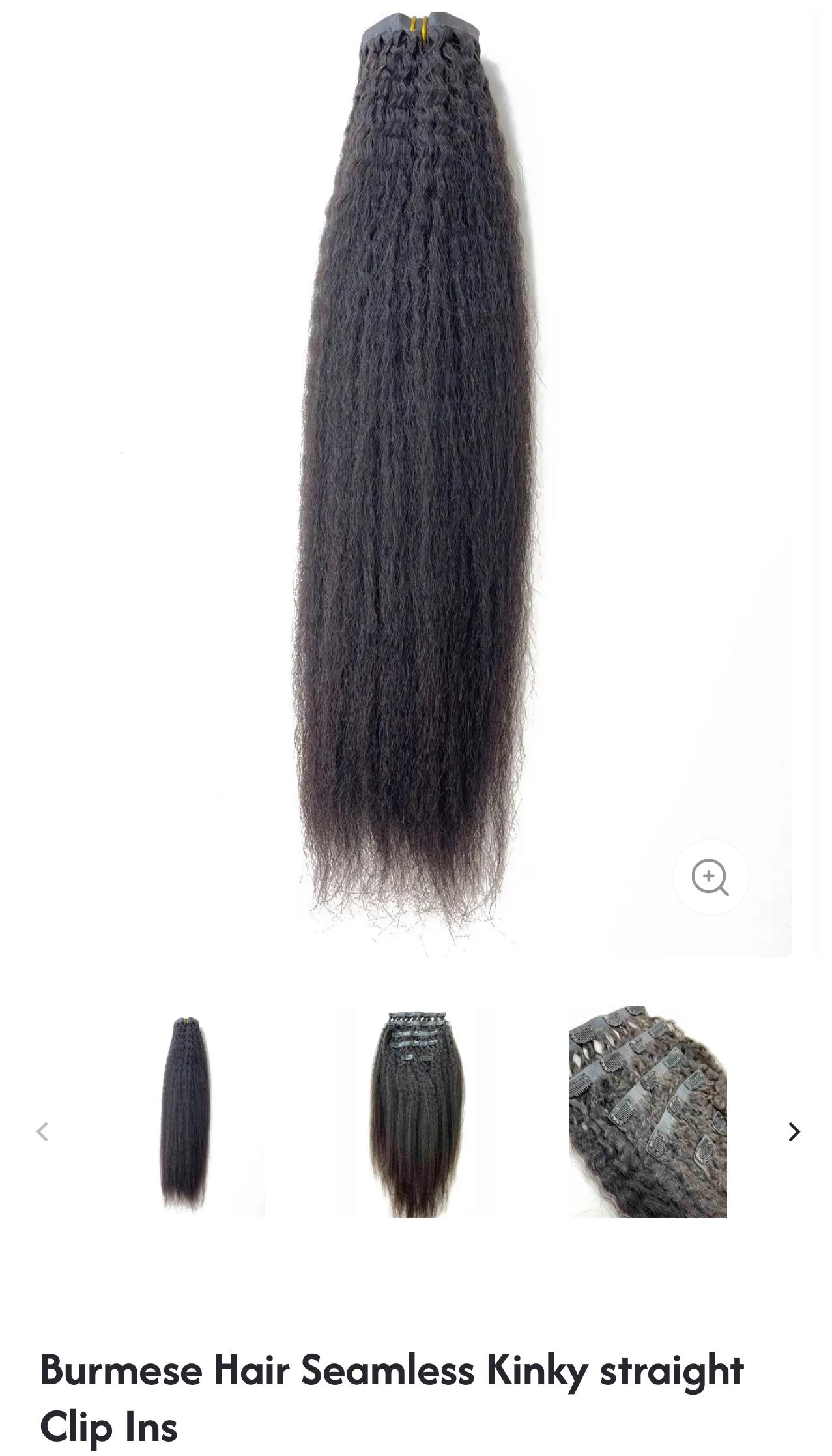 Burmese Hair Seamless Kinky Straight Clip Ins
