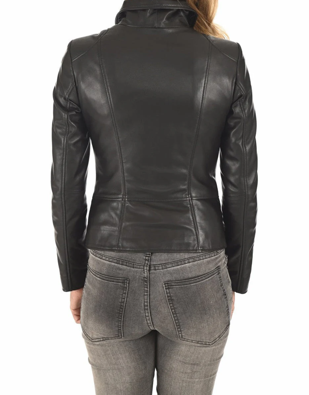 Women’s Fitted Black Lambskin Leather Biker Jacket