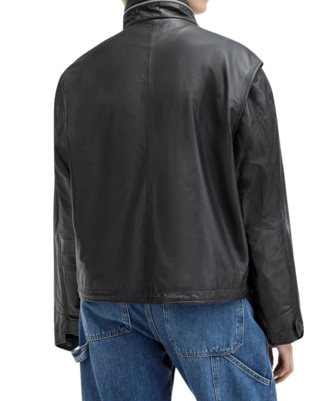 Women’s Black Leather Oversized Utility Jacket