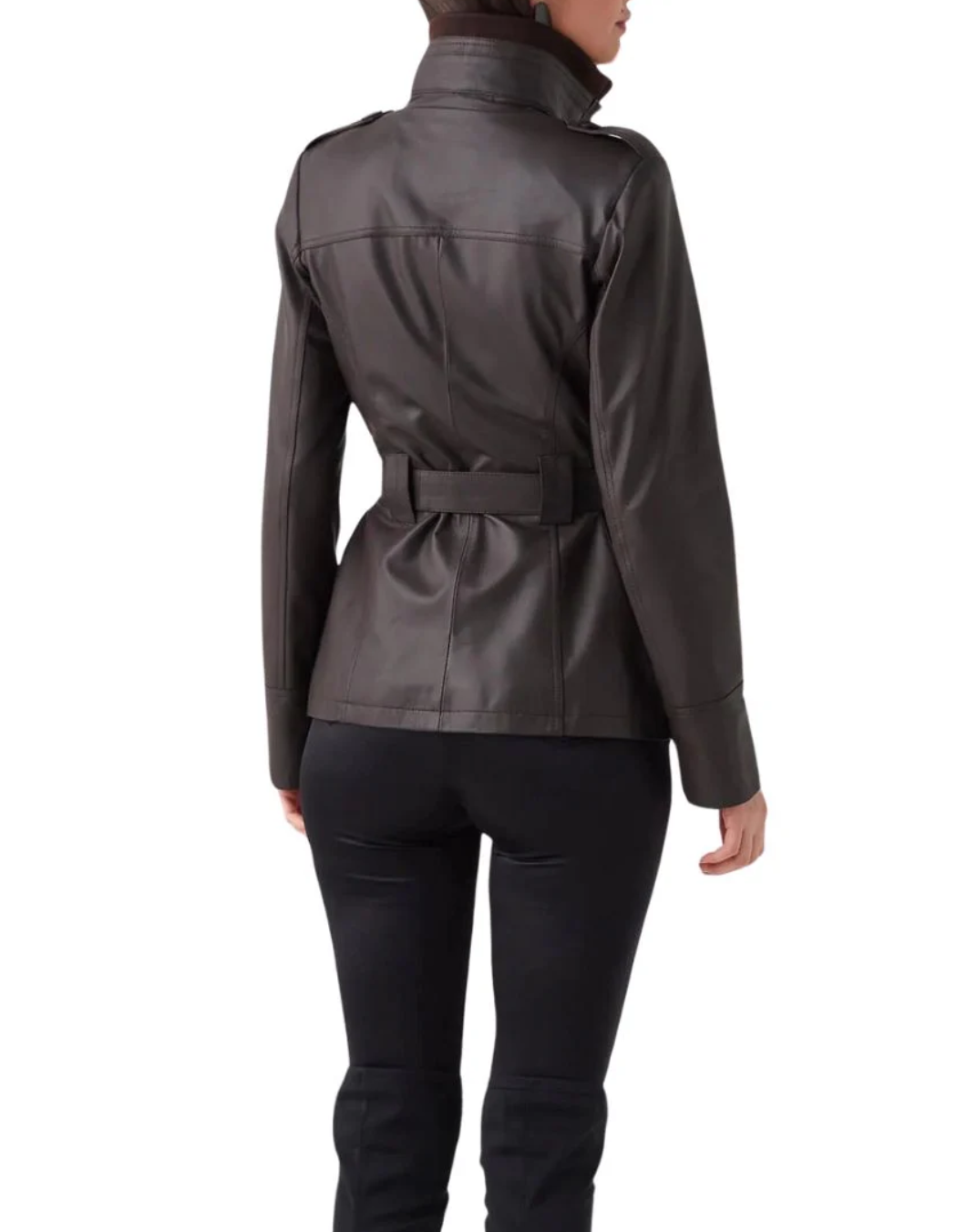 Women’s Brown Leather Safari Jacket with Belt