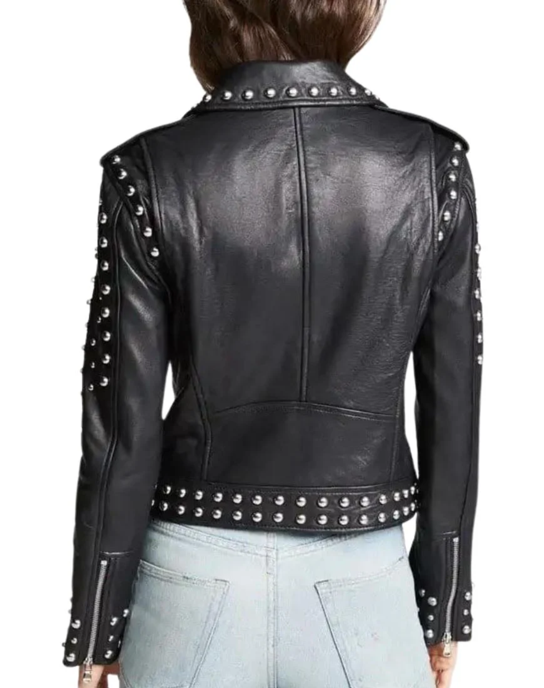 Women’s Studded Black Leather Biker Jacket