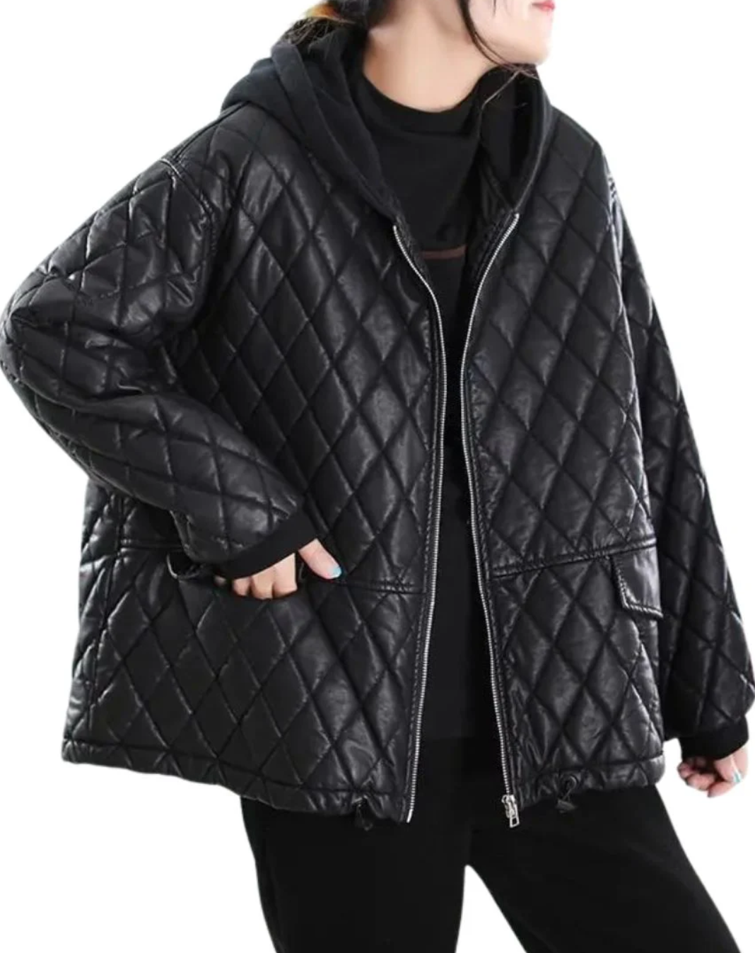 Women's Black Quilted Leather Puffer Jacket | Wholesale Manufacturer