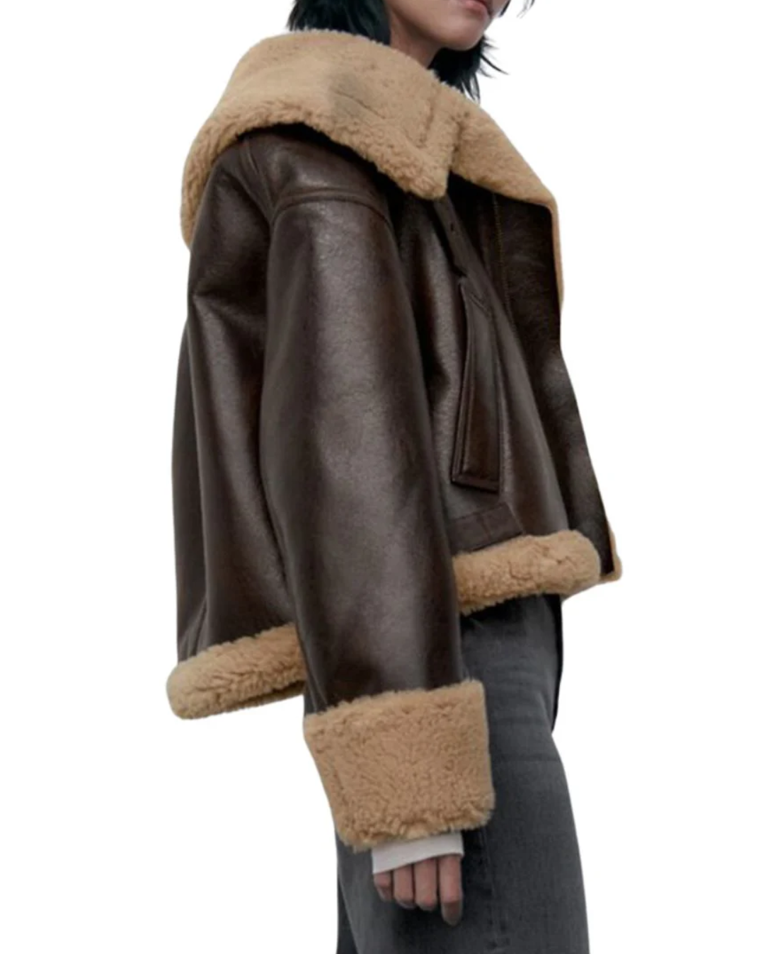 Women’s Brown Shearling Aviator Leather Jacket