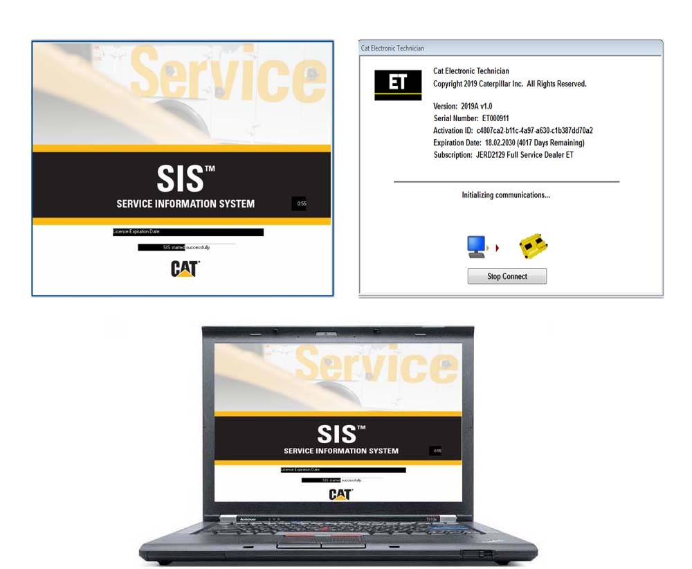 Paquete programas Caterpillar Sis 2019, Et 2019, CBT, Factory Password (10 digitos), Service Reports, TA