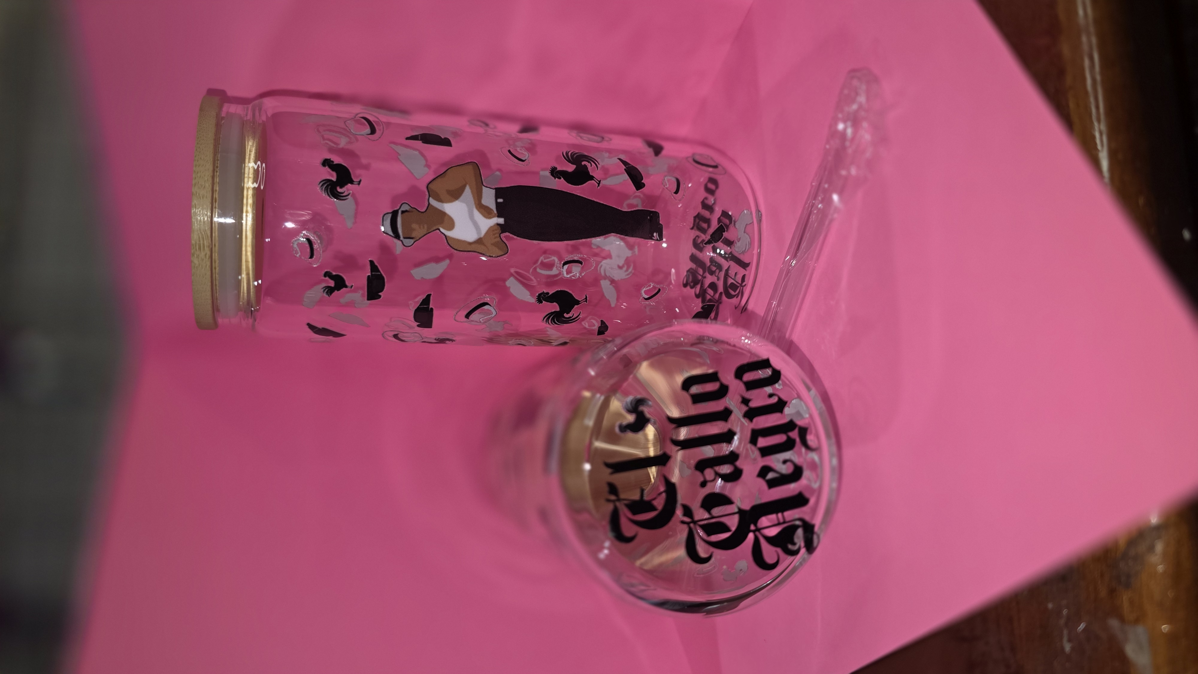 El Gallo Negro Themed Mason Jar and Glass