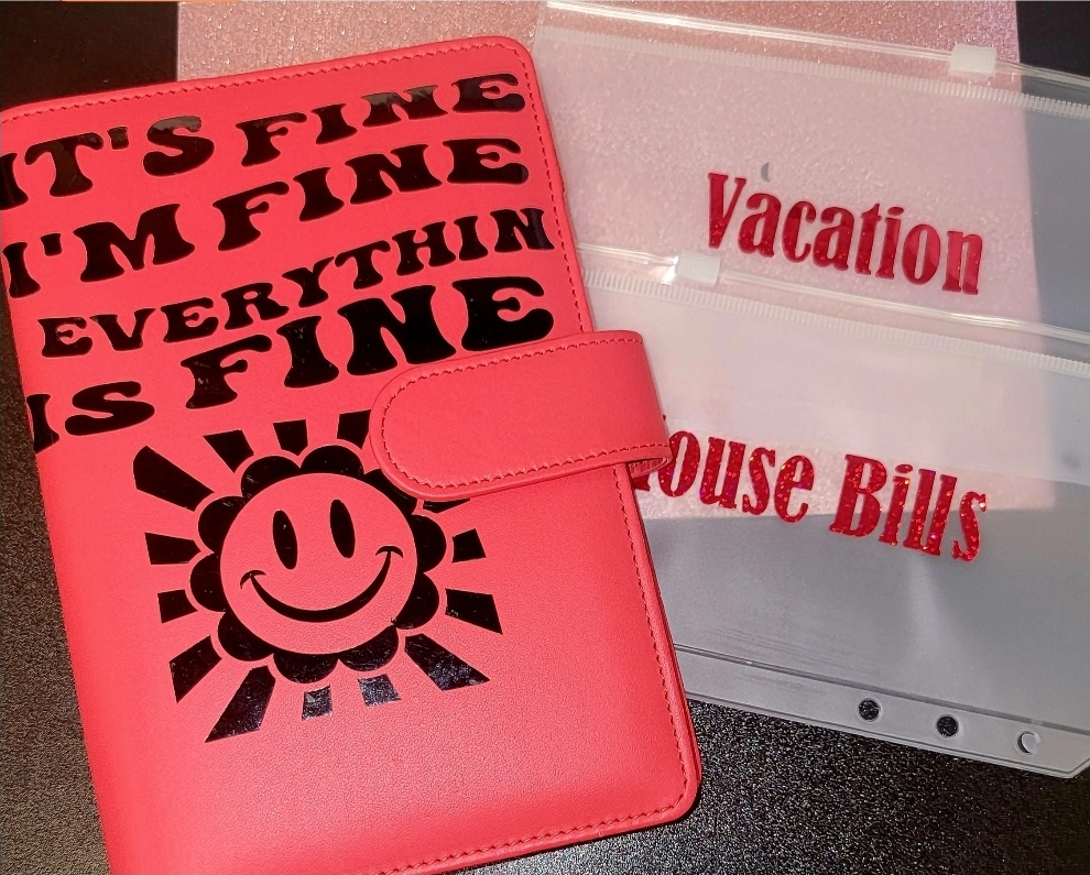 Smiley Sun 'It's Fine' A6 binder for everyday use/budgeting