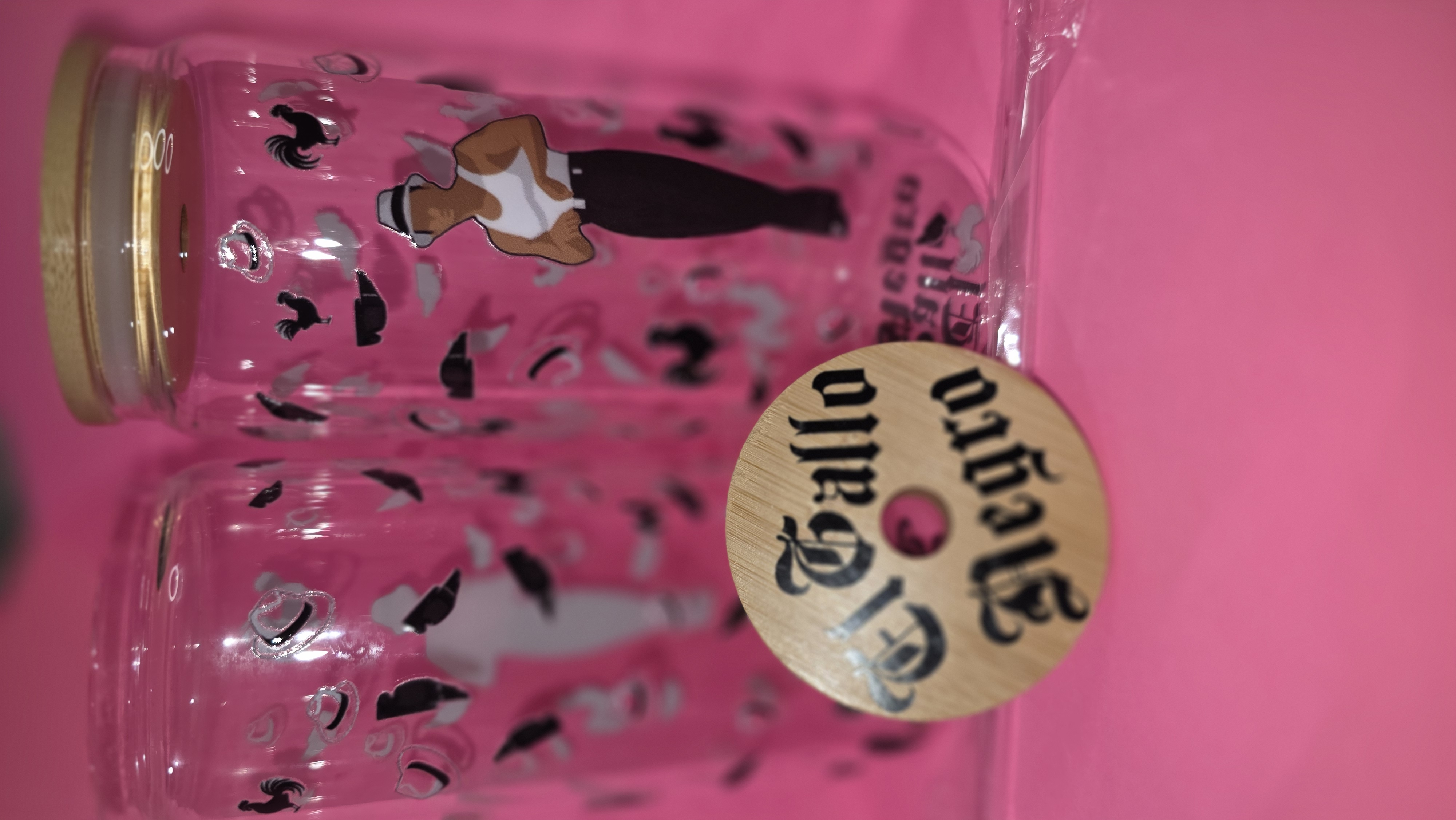 El Gallo Negro Themed Mason Jar and Glass