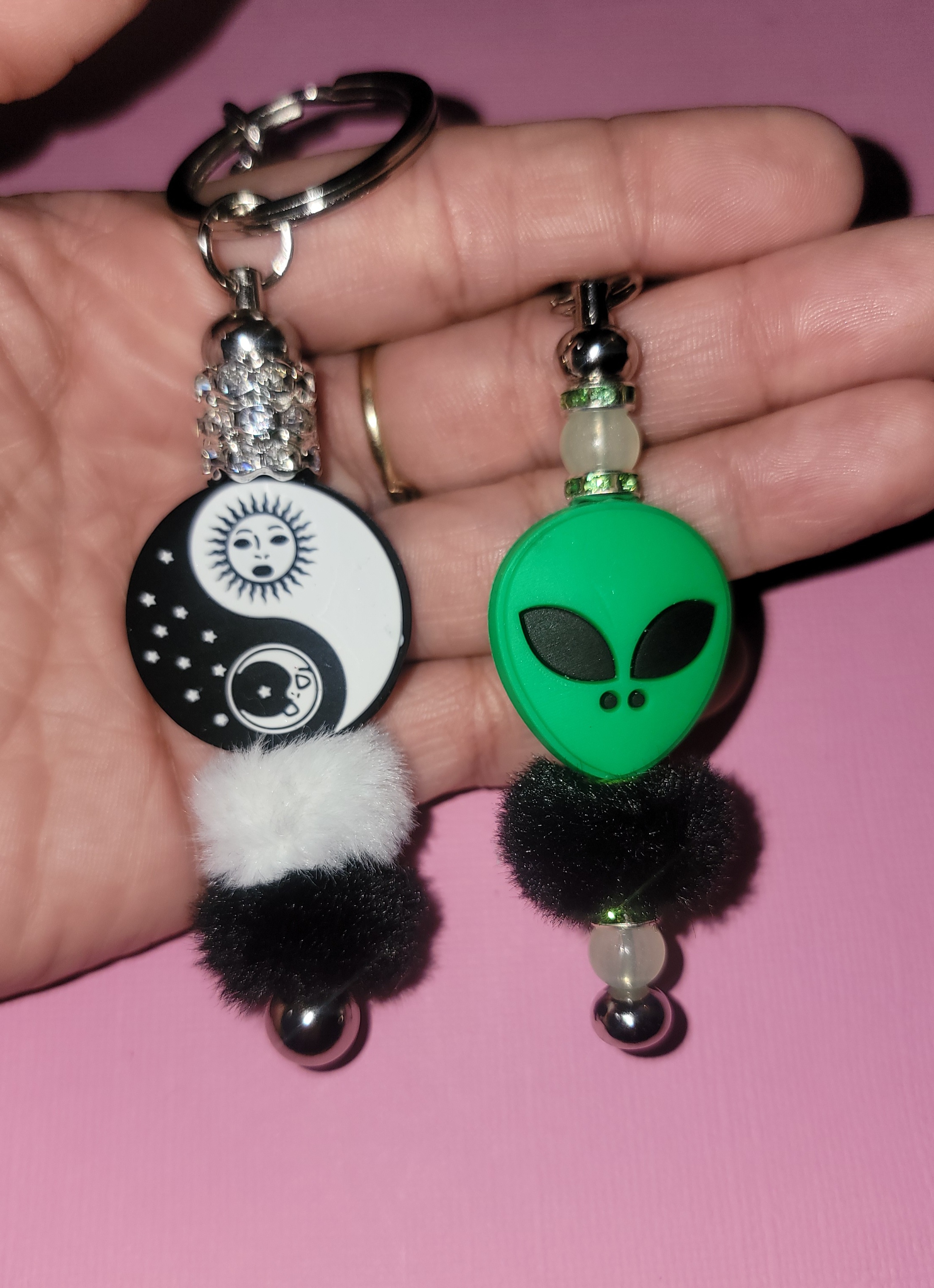 Cute Alien and Yin-Yang Keychains
